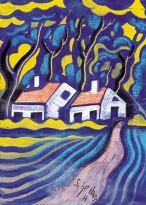 Alley With Red-roofed Houses by Hugo Scheiber