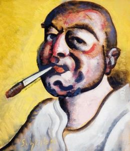 Smoking Self-portrait by Hugo Scheiber