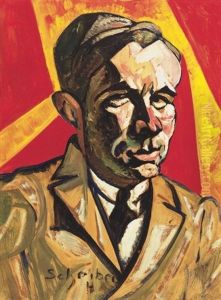 Voros-sarga Portre, Barabas Bela Portreja - Red-yellow Portrait, Portrait Of Bela Barabas by Hugo Scheiber