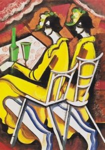 Holgyek Barban - Ladies In The Bar by Hugo Scheiber