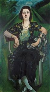 Portrait Of Sitting Lady by Hugo Scheiber