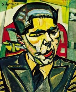 Ferfiarckep Telefonnal - Punkosti Andor Arckepe (portrait Of A Man With A Phone - The Portrait Of Andor Punkosti) by Hugo Scheiber