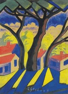Tajkep Kek Arnyekokkkal (landscape With Blue Shadows) by Hugo Scheiber