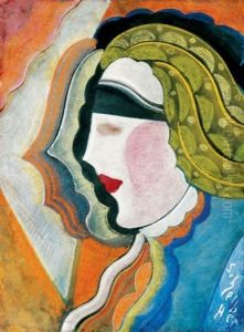 Art Deco Noi Fej (art Deco Female Head) by Hugo Scheiber