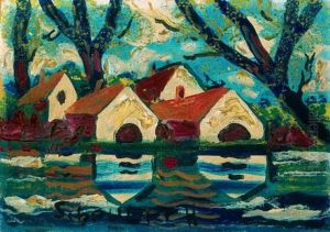Folyoban Tukrozodo Hazak (houses Mirrored In The River)