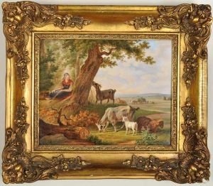 A Landscape With A Shepherd by Bourne Samuel & Shepherd Charles