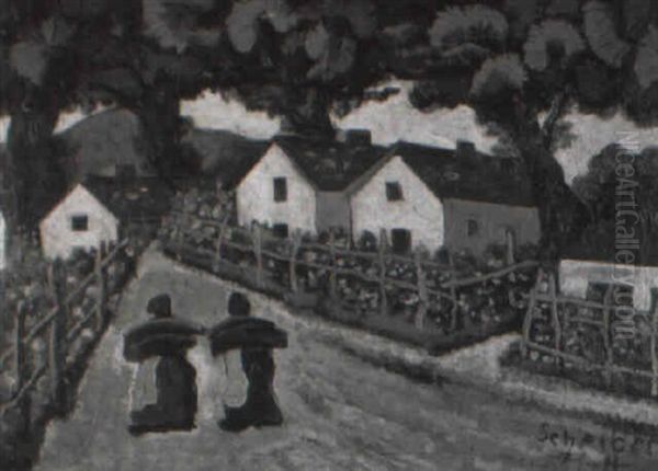 Two Figures On A Road Carrying Wood - view 1