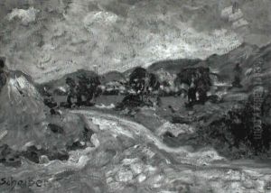Hugelige Landschaft Mit Weg by Hugo Scheiber