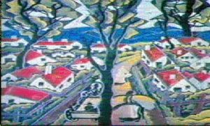 Paesaggio Con Alberi E Case Dai Tetti Rossi