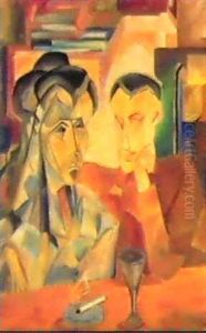 Figure Con Bicchiere by Hugo Scheiber