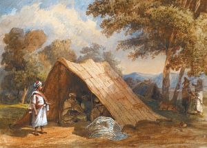 Personnages Au Campement by Gustave Desire Bournichon
