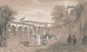 Courinterieure D'une Maison Mauresque Appartenant A M. Lichtlin, Ancienproprietaire Ben Omar by Gustave Desire Bournichon