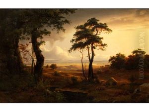 Tiefe Italienische Landschaft by Carl Ludwig Scheins