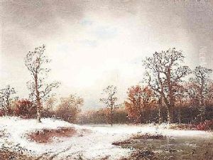 Winterliche Waldlandschaft Mit Vereistem Bachlauf