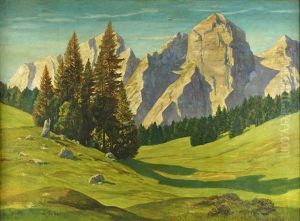 Hochgebirgslandschaft Im Sonnigen Licht by Leopold Scheiring