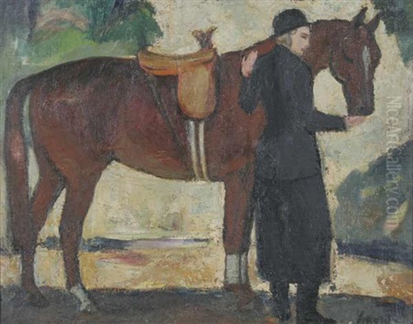 Dame Im Reitdress Beim Futtern Ihres Pferdes - view 1