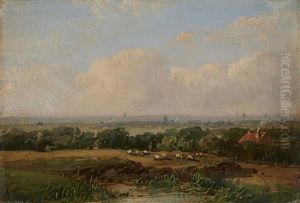 Small Landscape With A Flock Of Sheep