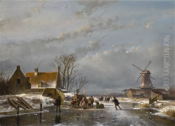 Winter Landscape With Skaters And A Koek-en-zopie - view 1