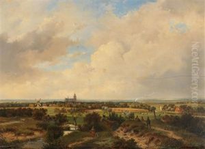 A Landscape In The Netherlands by Andreas Schelfhout