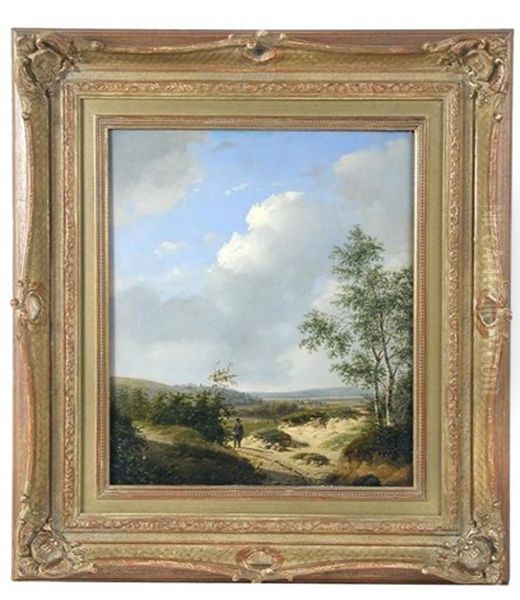 A Peasant On A Sandy Path In A Hilly Landscape With A Birch Tree - view 1