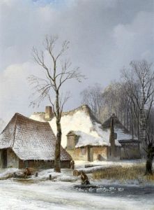 Boerderij In De Winter by Andreas Schelfhout