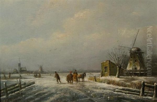 Winterlandschap Met Voorbijgangers - view 1