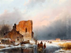 Ijsvermaak Met Figuren Bij Het Wak Van Een Ijsvisser Ijsvermaak Met Figuren Bij Het Wak Van Een Ijsvisser