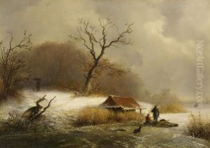 Winterlandschaft Mit Eisfischern