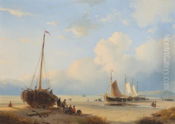 Fisherfolk With Beached Vessels - view 1