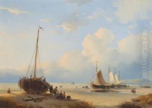 Fisherfolk With Beached Vessels