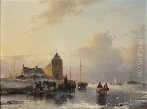Winter Estuary Scene, Sunset - view 1
