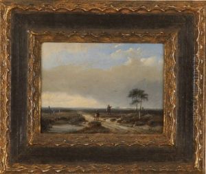 Expansive Landscape With Figures by Andreas Schelfhout
