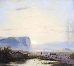 Along The Shore by Andreas Schelfhout
