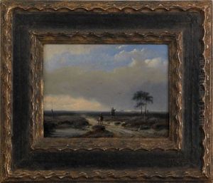 Winter Hunt Scene by Andreas Schelfhout