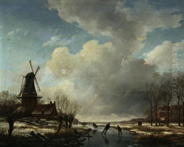 Hollandische Kanallandschaft Im Winter - view 1