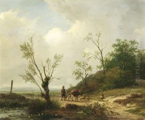 Sommerlandschaft Mit Reisenden Sommerlandschaft Mit Reisenden