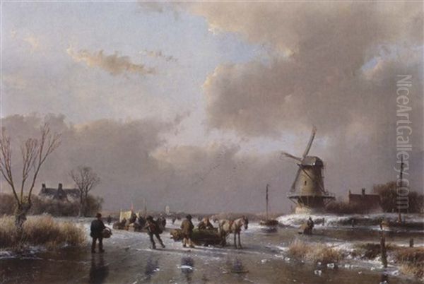 Skaters On A Frozen River Near A Koek En Zopie - view 1