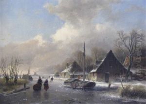 Ein Wintertag In Holland by Andreas Schelfhout