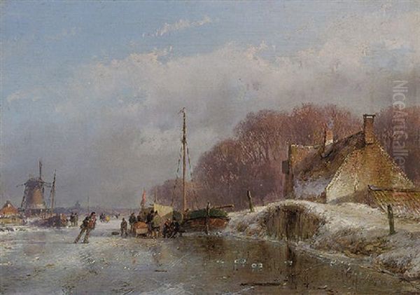 A Winter Landscape With Skaters And A 'koek En Zopie' On A Frozen River - view 1