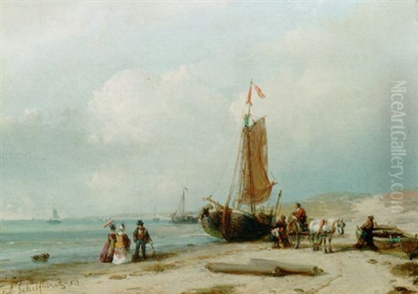 Elegant Figures By A Beached Bomschuit - view 1