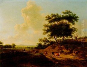 Kuhhirte Mit Herde In Weiter Landschaft
