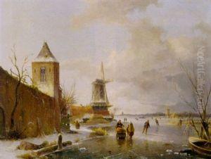 Hollandische Winterlandschaft Mit Schlittschuhlaufern