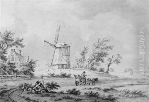 A Horse Drawn Cart By A Mill - view 1