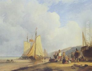 Figures By A Fishmonger On The Beach