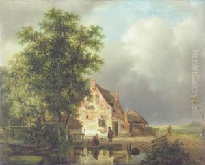 Weite Niederlandische Landschaft Mit Einem Bauerngehoft