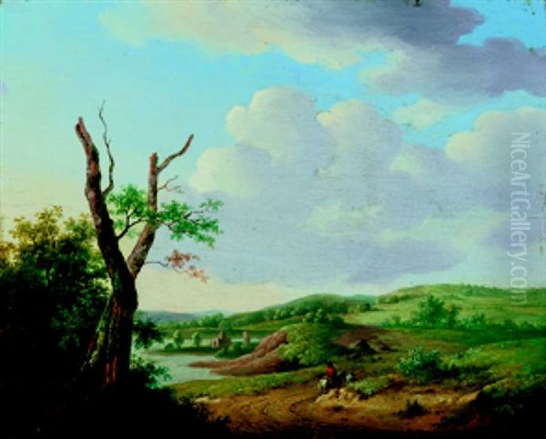 Hugelige Landschaft Mit Reiter - view 1