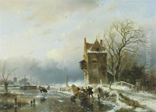 Bevroren Vaart Met Schaatsenrijders - view 1