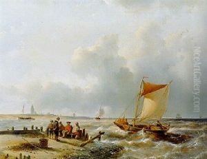 Sailors On A Pier Overlooking An Estuary