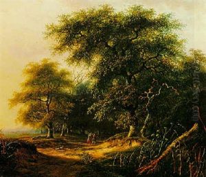 Travellers In A Summer Landscape by Andreas Schelfhout