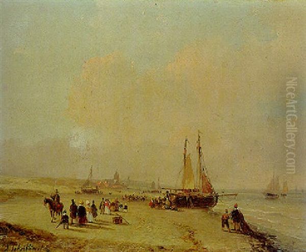 Elegant Figures On The Beach Welcoming The Fleet, Scheveningen Beyond - view 1